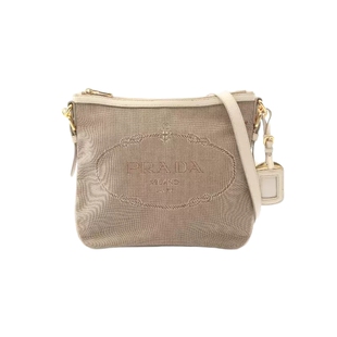 中古Prada普拉达女包B级9新Shoulder bag肩包帆布斜挎包棕色