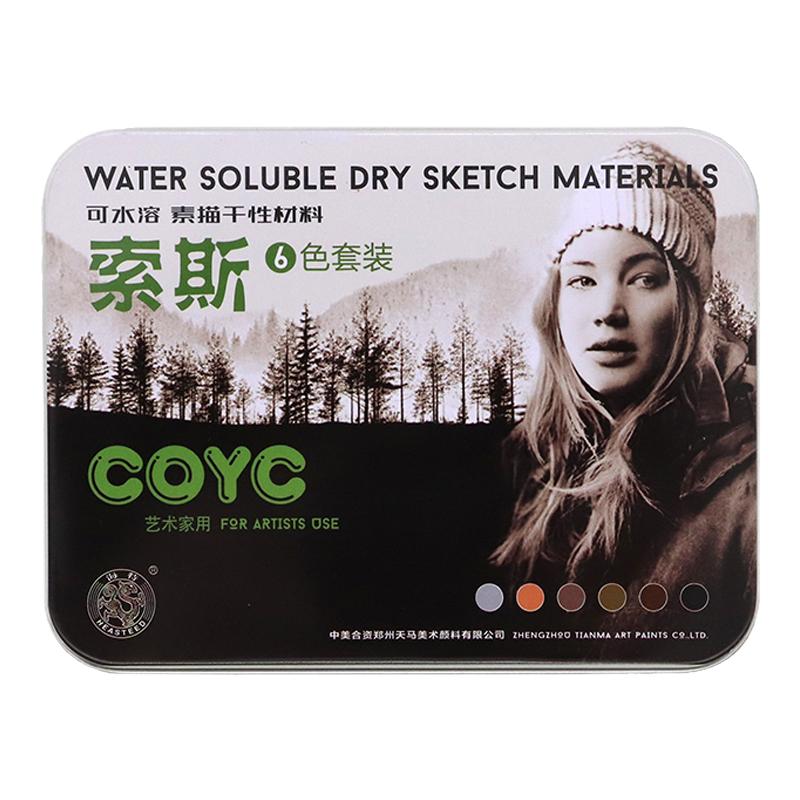 海特索斯水溶性美术专用绘画素描色粉彩色炭精条炭笔木炭条炭精粉