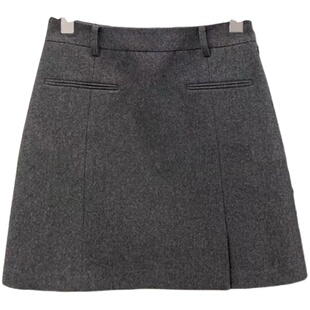 文气又减龄!裙型爆赞！50羊毛好裁剪简约百搭A字短裙薄毛呢半身裙