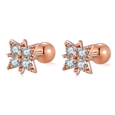 耳饰18K玫瑰金钻石星芒钉螺丝