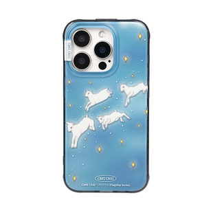 CARECASE 透黑彩点星空羊群手机壳 适用于苹果iPhone17 16 15 14 Pro Max 原创设计童趣 可爱有趣 高级小众