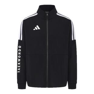 Adidas/阿迪达斯外套男士黑色立领夹克休闲运动风春秋三条杠