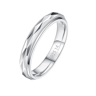 可转动925纯银戒指男士女生小众设计潮转运闭口食指轻奢菱形指环