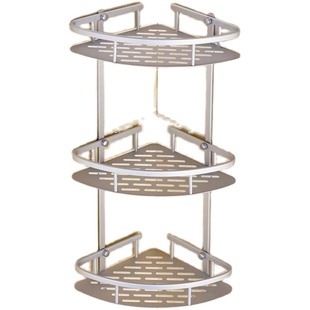 浴室置物架卫生间打孔壁挂转角架子免打孔太空铝两用收纳三角架