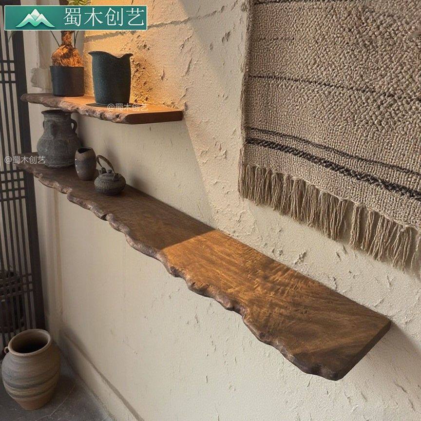 墙上悬空隔板纯实木层板一字版置物架不规则挂板墙壁装饰挂件隔板
