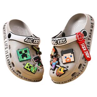 Abckids儿童洞洞鞋男童拖鞋夏季新款洗澡防滑凉鞋凉拖青少年男孩