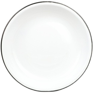 加厚搪瓷饭盘加深搪瓷盘子西餐盘菜盘餐具汤盘素红黑边圆盘深饭碟