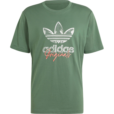 Adidas/阿迪达斯正品三叶草男士针织印花宽松休闲短袖IS0228