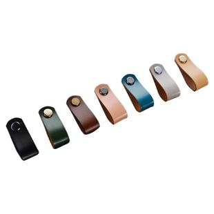 植鞣牛皮真皮拉手柜门柜子拉手简约衣柜内抽屉暗拉手单孔皮把手小