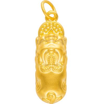 明牌珠宝黄金灵瑞系列吊坠 硬金金刚杵貔貅小挂件足金项坠ASY0616
