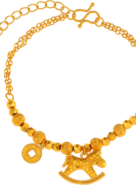 金色碎碎冰小马吊坠钱币手链手饰