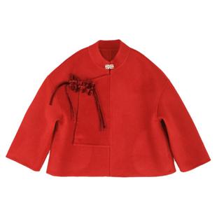 本格拜年服国风马面裙女童高端双面呢外套澳毛秋冬新款双面呢女童