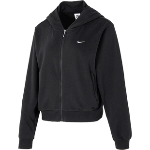 耐克nike衣服女款2026新款早秋薄款穿搭连帽夹克休闲黑色上衣外套