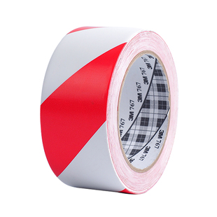 3M警示胶带防水耐磨车间地板5S定位地面警戒767红白地板警示胶带