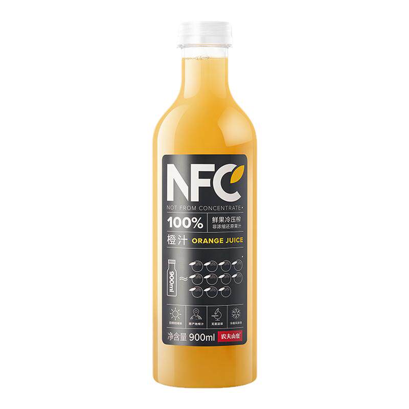 农夫山泉NFC果汁橙汁芒果汁NFC纯果蔬汁代餐冷鲜榨饮料900ml大瓶