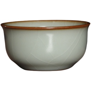 江家窑九寸土汝窑天青小玛雅杯全手工茶杯复古陶瓷茶杯品茗杯茶具