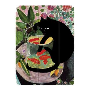 复古马蒂斯油画黑猫适用于2022iPadPro12.9三折保护壳air5/mini6