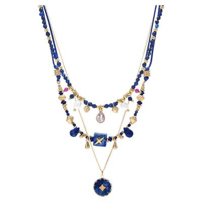 LAMUANA青金蓝串珠项链颈链锁骨链天然石多层叠戴珠子礼物84899