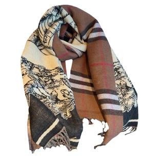 经典格子双面加厚仿羊绒围巾女冬季新款战马气质披肩保暖围脖两用