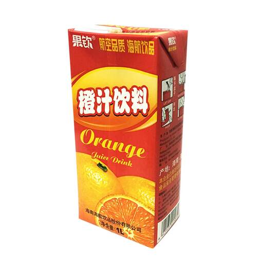 海南航空飞机饮品海航橙汁1L单瓶盒装浓缩果汁味饮料学生早餐聚会