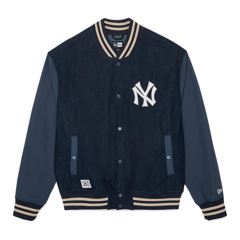 New Era纽亦华2026春季新款MLB萌宠棒球服夹克牛仔拼接学院风外套