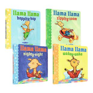 【自营】英文原版 羊驼拉玛小小图书馆 Llama Llama's 纸板书 4册合售 行为情绪引导绘本 幼儿启蒙图画故事书
