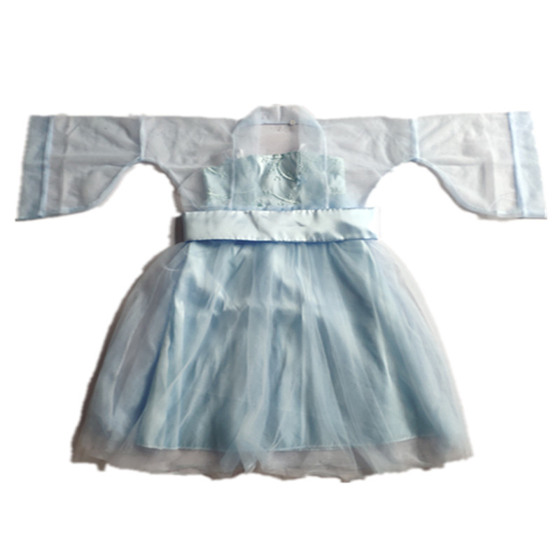 儿童古筝演出COS古装绣花汉服公主裙贵妃舞蹈表演服女童超仙纱裙