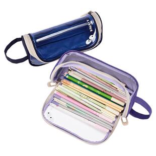 卡拉羊考试专用大容量透明笔袋糖果色铅笔盒新款A标面料安全抑菌耐磨初中生女小学生男考研文具盒防水痛包