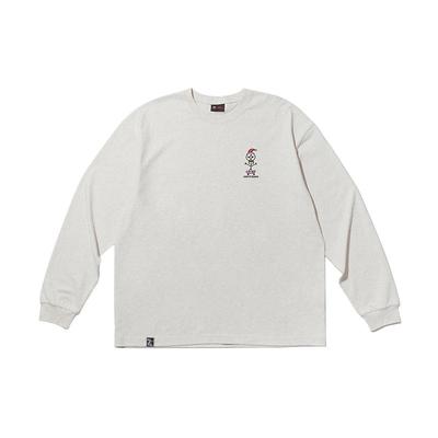 oddCIRKUS x 太阳龙宫 联名 宽松长袖T恤灰色刺绣LOGO上衣