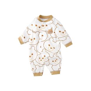 新生儿春季连体衣婴儿开春衣服春秋装男女宝宝外出无骨哈衣爬爬服