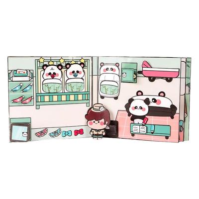 免裁剪熊猫安静书成品巨无霸立体机关书diy贴纸本书面包华夫饼三丽儿童鸥女孩玩具手工制作材料库洛米美乐的