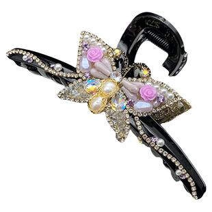 临嫣精巧蝴蝶发卡发夹女高级感手工鲨鱼抓夹逛街百搭洗脸盘发夹子