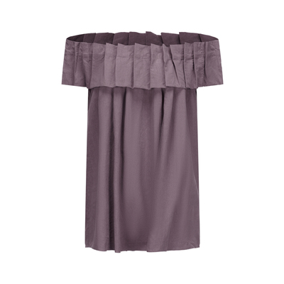 halfmoon一字肩百褶边T恤