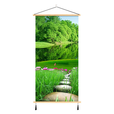 绿野仙踪山水画玄关风景装饰画客厅背景墙画免打孔青山绿水壁画布