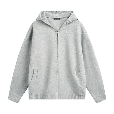 美式复古开衫毛衣针织连帽外套