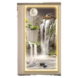 包安装进门入户玄关装饰画迎客松挂画带灯走廊过道墙壁画LED灯画