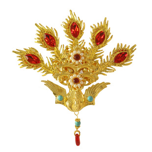 敦煌飞天头饰古风银羽凤凰发冠立体琉璃凤冠汉服发饰cos女皇发冠