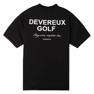 DEVEREUX高尔夫运动速干凉感透气宽松字母印花小高领短袖T恤男女