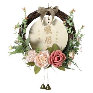 创意仿真花环挂饰客厅入户门上遮丑挂件玄关卧室装饰女孩房间门牌