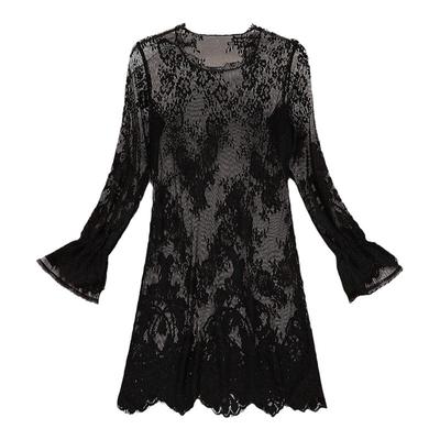 2025秋装新款蕾丝打底小衫女长袖秋冬女士内搭洋气网纱中长款上衣