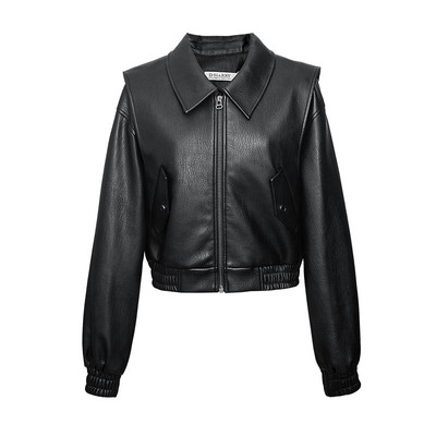 D-HARRY/迪哈利黑色水洗皮外套