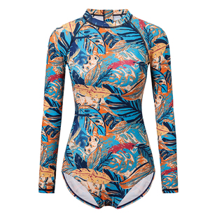 AXESEA 冲浪服女速干防晒连体长袖泳衣度假保守水母衣丨Secret-G