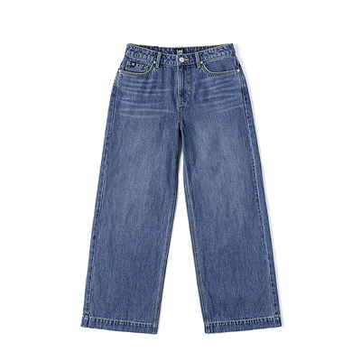 【张凌赫代言】Lee宽松直筒阔腿经典五袋款深蓝色女牛仔裤潮流