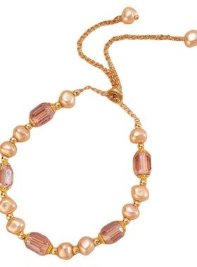 法式复古风紫色珍珠手链女生