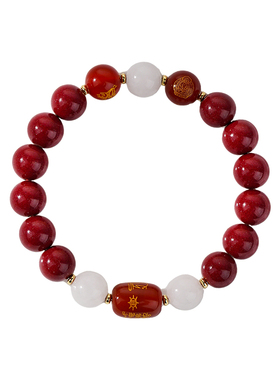 马年本命年红色手绳朱砂白玉生肖守护神手链转平安男女款