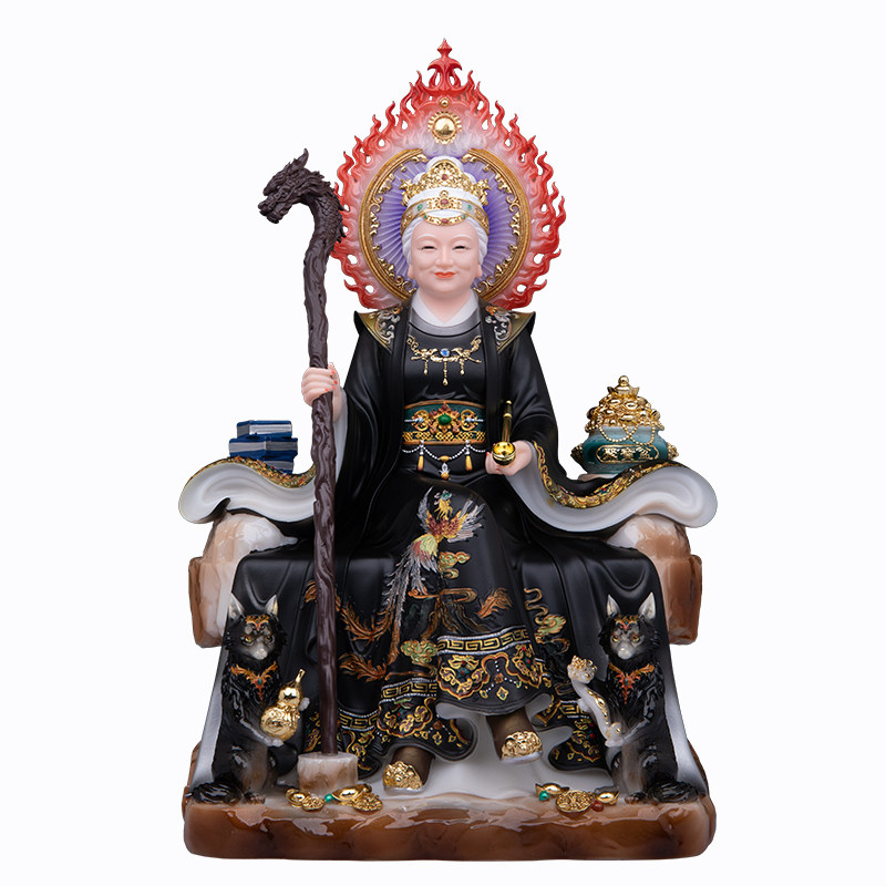 新款坐山黑老太太神像摆件