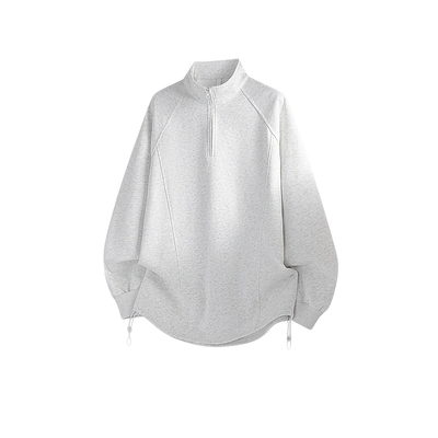 美式复古重磅半拉链套头卫衣男