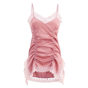 纯欲茶系性感网纱吊带连体背心蕾丝边造型软妹诱惑透视背心女