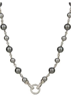 倪妮同款大溪地灰色珍珠项链女2024新款爆款颈链高级感秋冬毛衣链