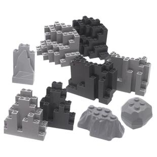 小积木颗粒山体岩石墙壁山壁城堡石块石头场景园林假山造景零件